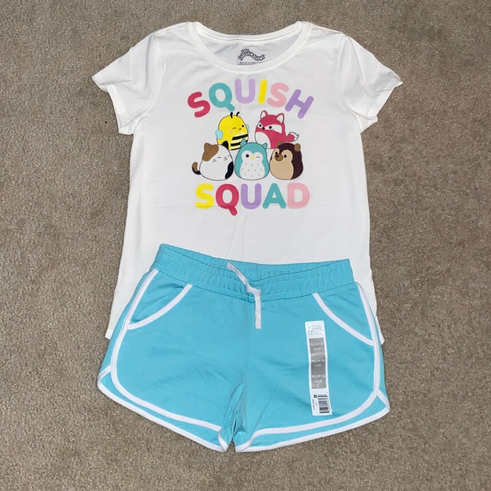 Squishmallows Squish Squad Character Tee & Matching Shorts Outfit